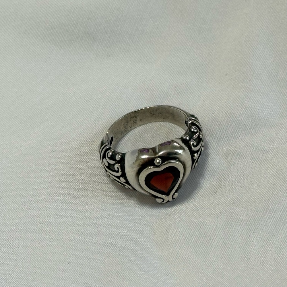 Retired Brighton Vintage Sterling Silver Heart Prima Donna Ring - sz8 - Picture 3 of 6